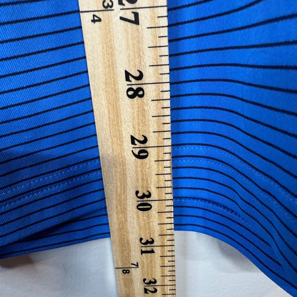 Adidas Golf Polo Shirt Mens XL Blue Striped Short‎ Sleeve Performance Golf Core